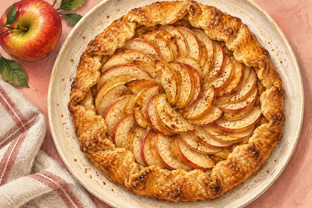 Almás galette: szabad formájú őszi sütemény – AI-illusztráció